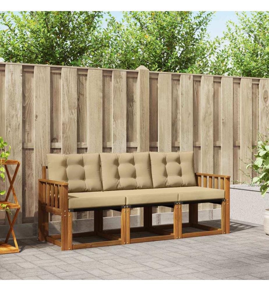 vidaXL Ensemble de canapés d'extérieur 3 pcs Naturel et Beige