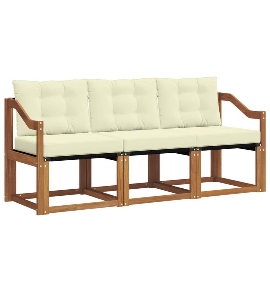 vidaXL Outdoor-Sofagarnitur mit Kissen 3 pcs Natur und Creme