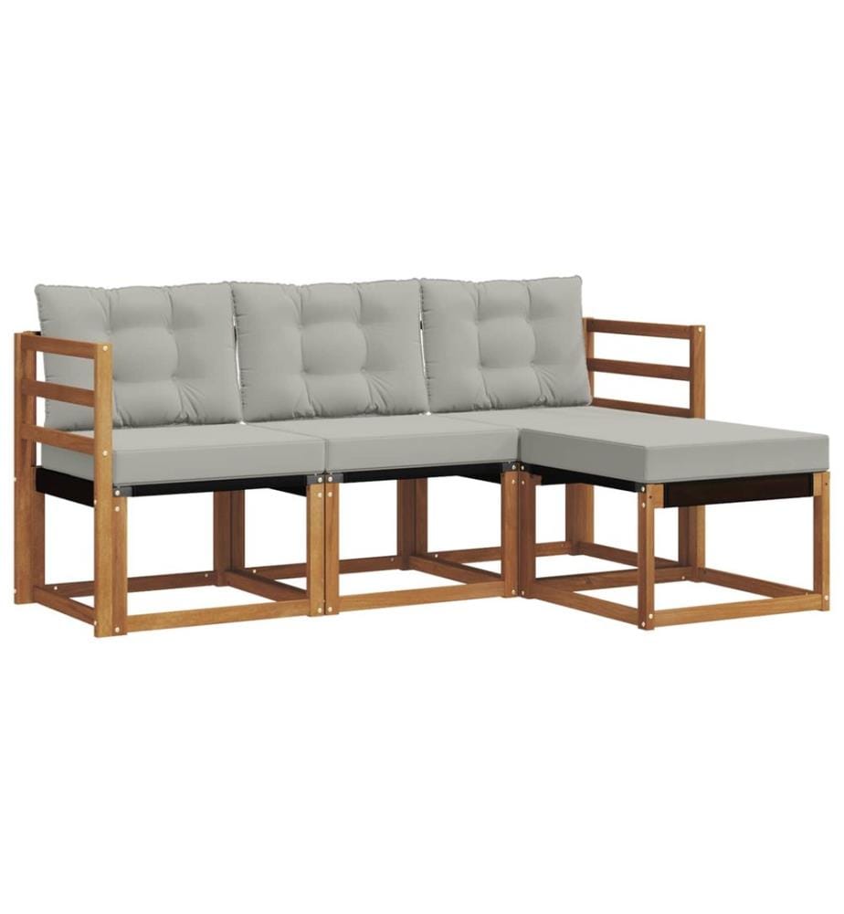 vidaXL Ensemble de canapés d'extérieur 4 pcs Gris Naturel et Clair