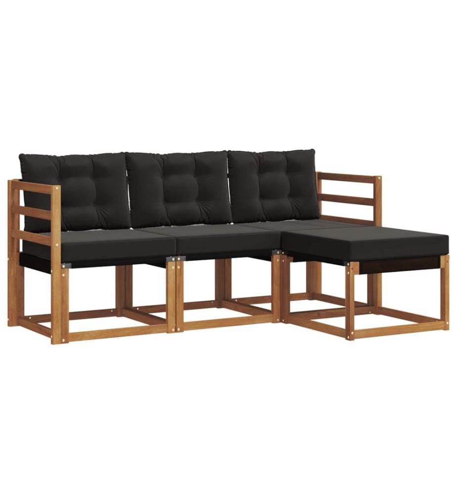 vidaXL Ensemble de canapés d'extérieur 4 pcs Naturel et Noir