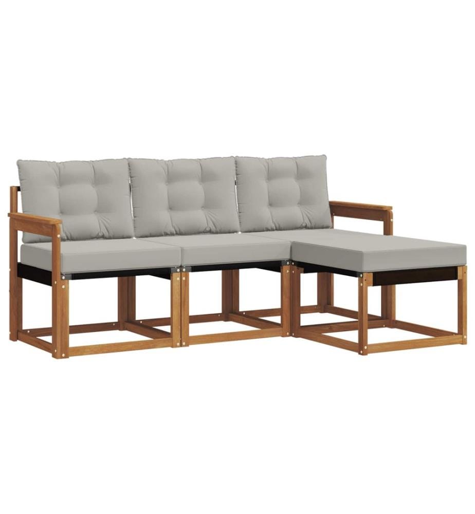 vidaXL Outdoor-Sofagarnitur mit Kissen 4 pcs Natürlich und Hellgrau
