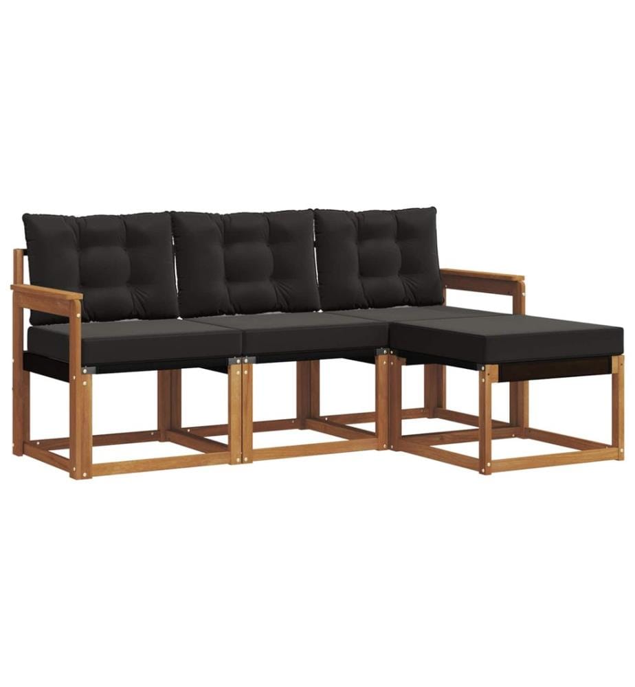 vidaXL Ensemble de canapés d'extérieur 4 pcs Naturel et Noir