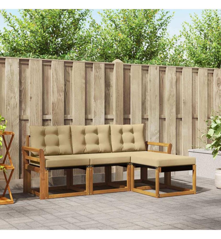 vidaXL Outdoor-Sofagarnitur mit Kissen 4 pcs Natur und Beige