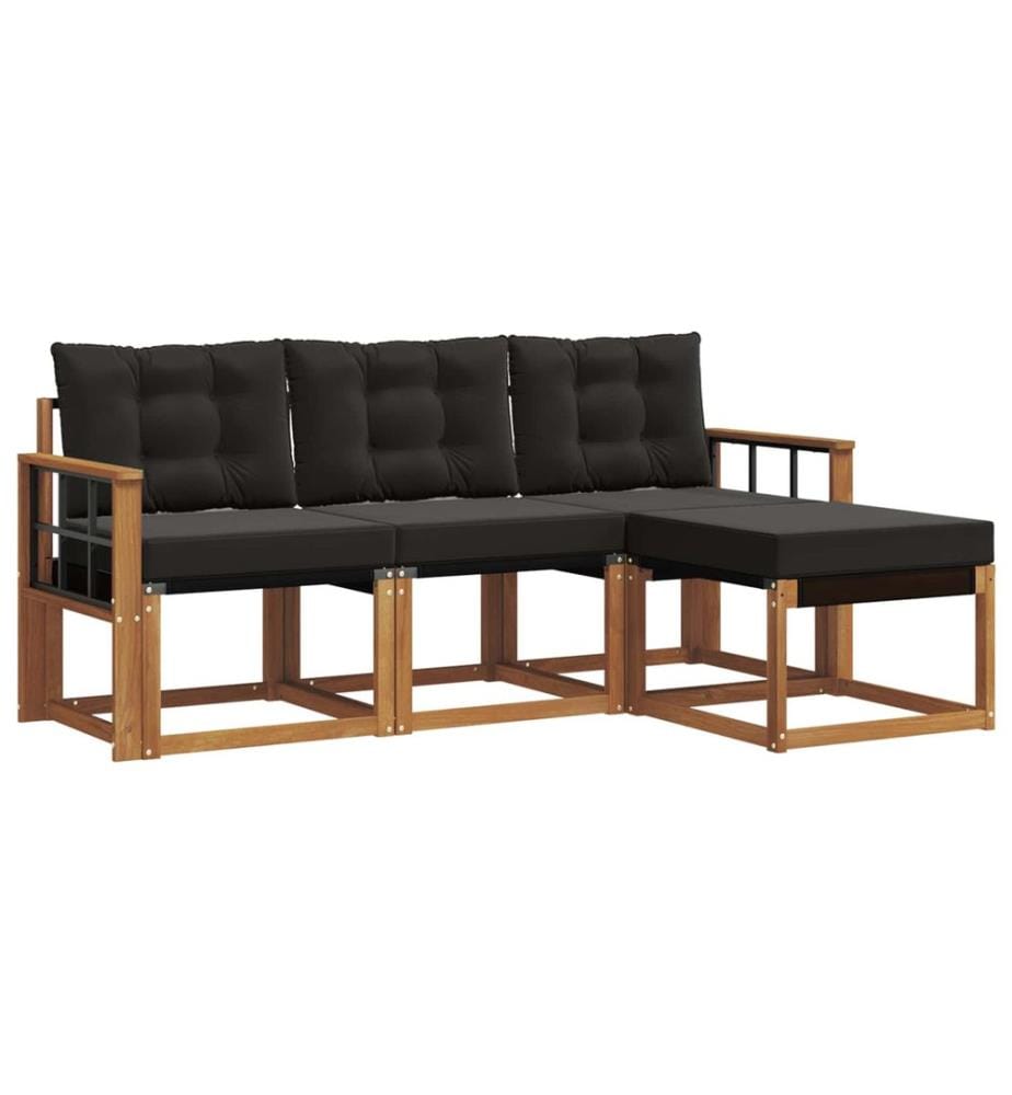 vidaXL Ensemble de canapés d'extérieur 4 pcs Naturel et Noir