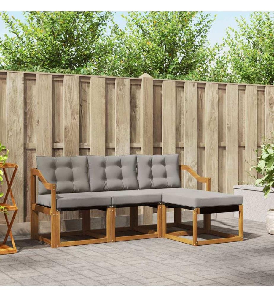 vidaXL Ensemble de canapés d'extérieur 4 pcs Gris Naturel et Clair