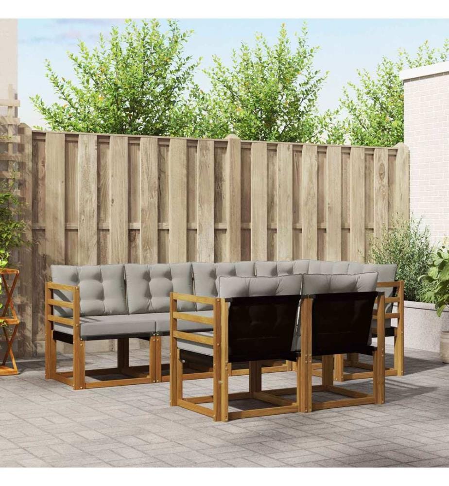 vidaXL Ensemble de canapés d'extérieur 7 pcs Gris Naturel et Clair