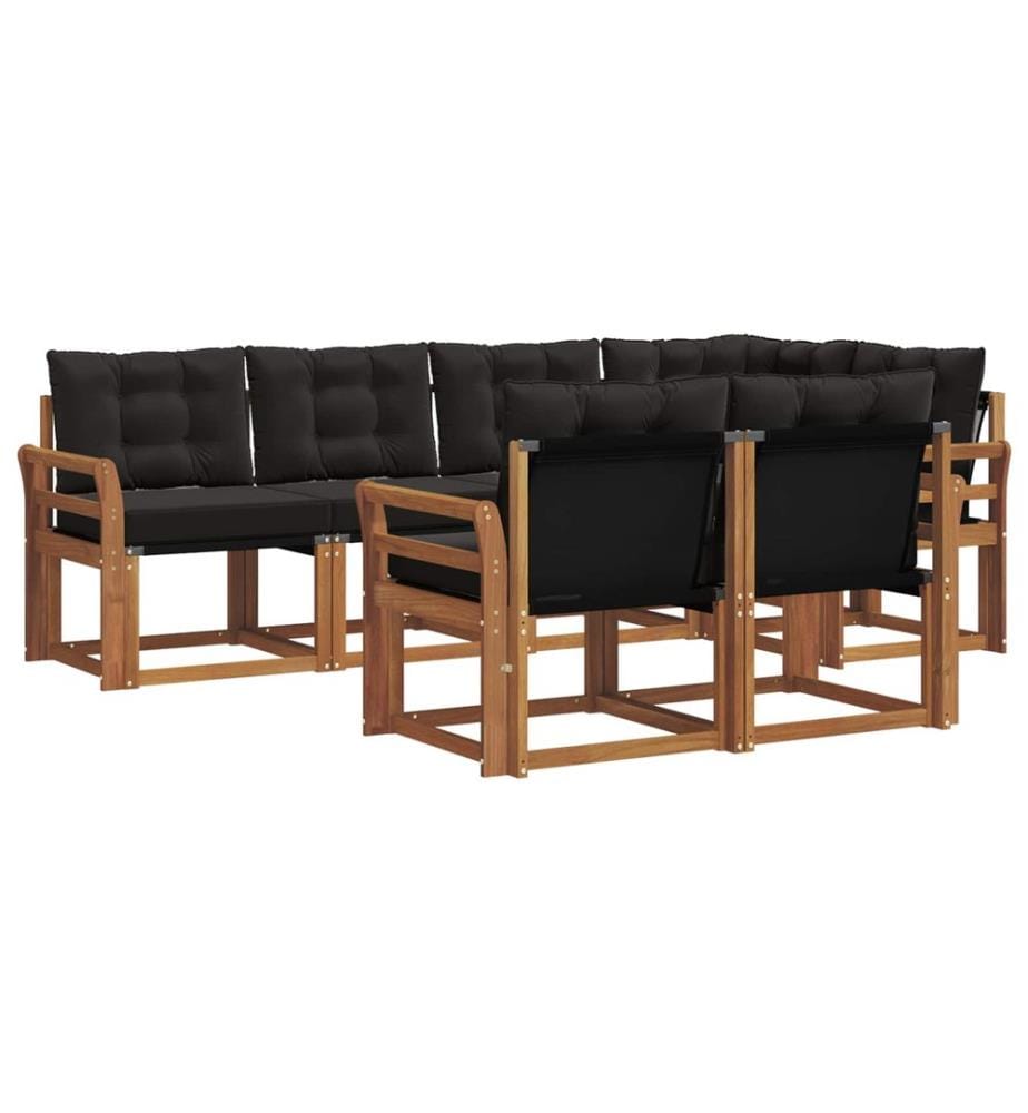 vidaXL Ensemble de canapés d'extérieur 7 pcs Naturel et Noir