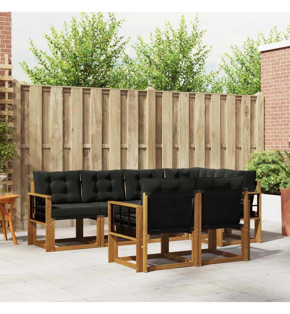vidaXL Ensemble de canapés d'extérieur 7 pcs Naturel et Noir