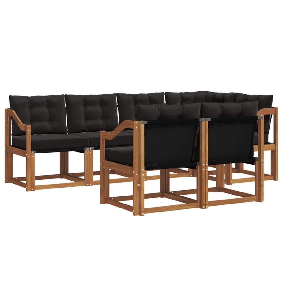 vidaXL Ensemble de canapés d'extérieur 7 pcs Naturel et Noir