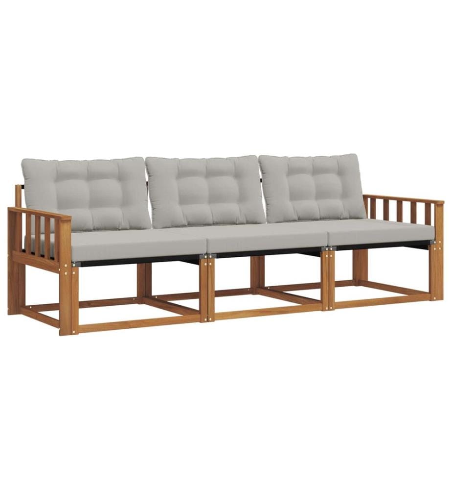 vidaXL Ensemble de canapés d'extérieur 3 pcs Gris Naturel et Clair