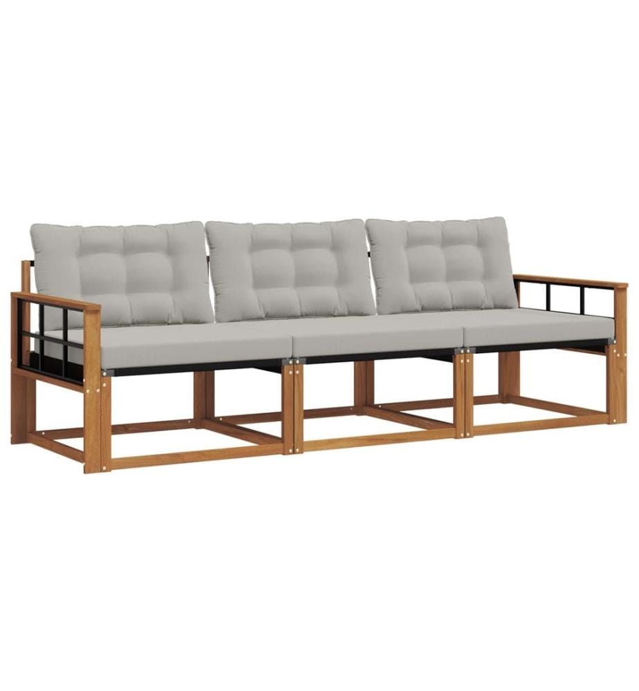 vidaXL Ensemble de canapés d'extérieur 3 pcs Gris Naturel et Clair
