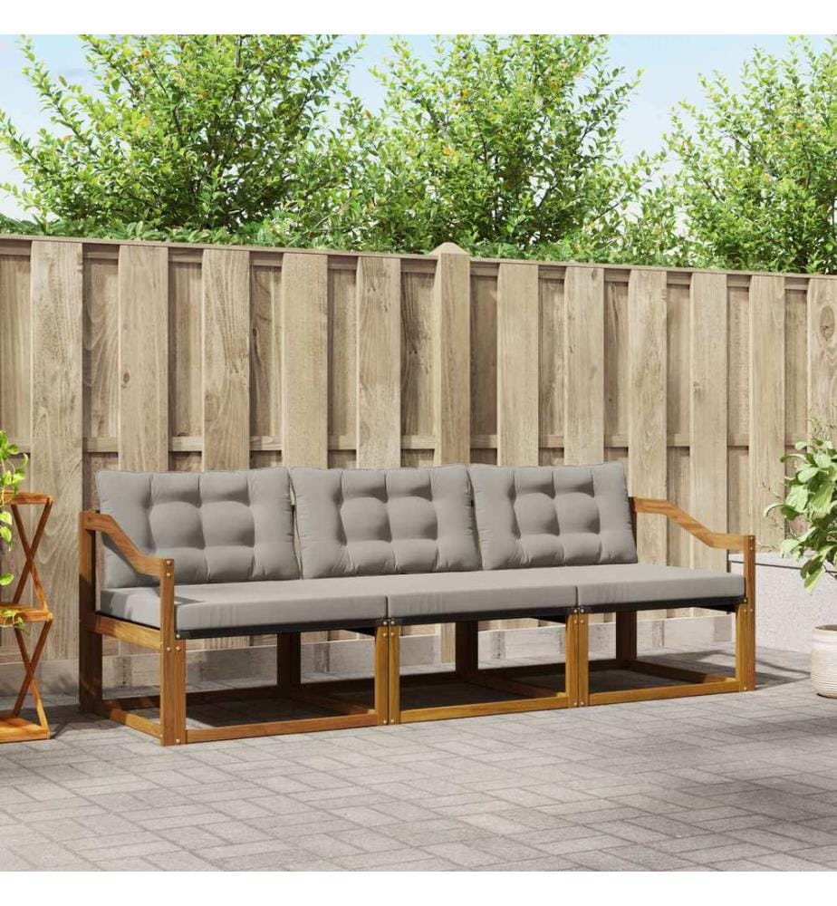 vidaXL Ensemble de canapés d'extérieur 3 pcs Gris Naturel et Clair