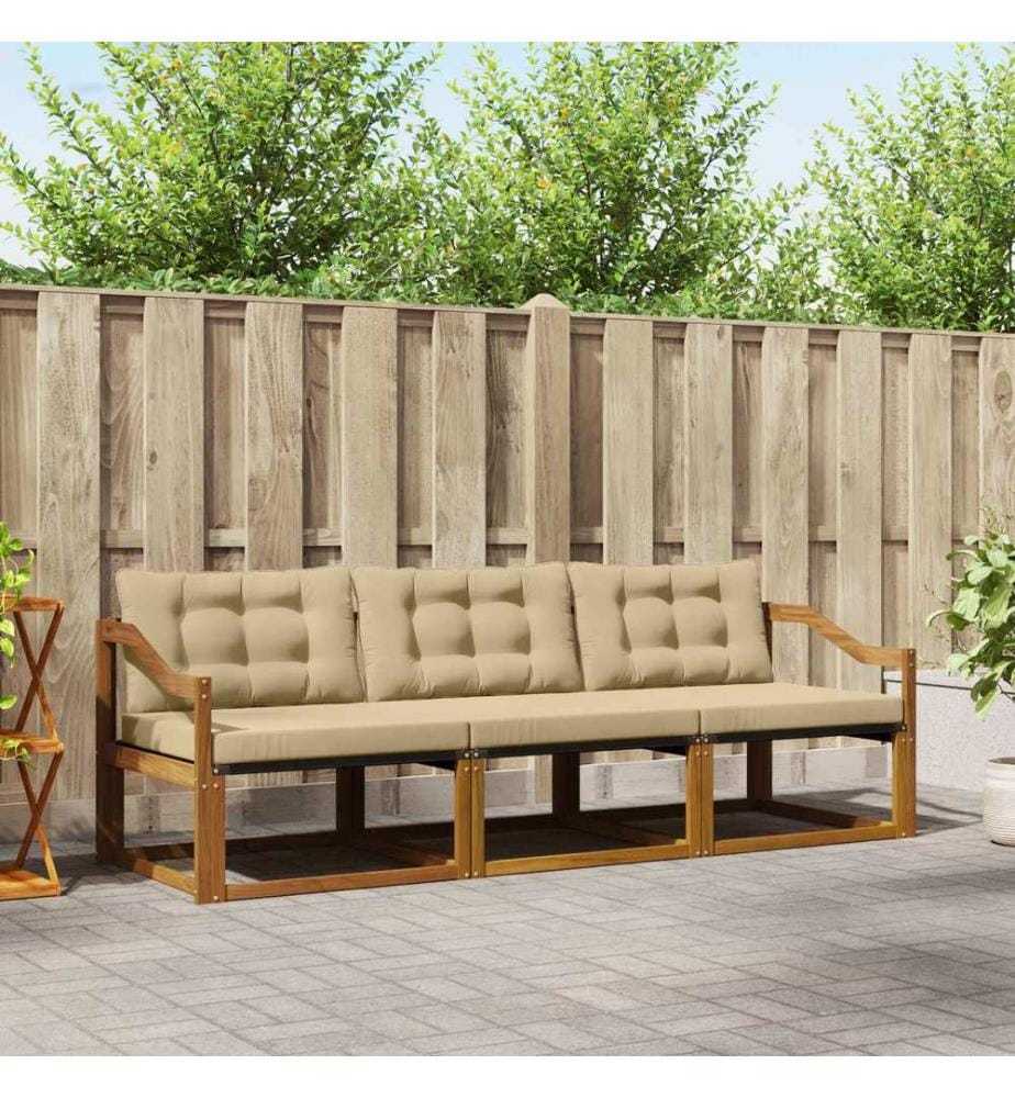 vidaXL Ensemble de canapés d'extérieur 3 pcs Naturel et Beige