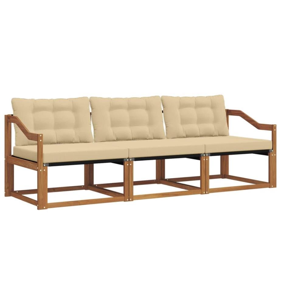 vidaXL Ensemble de canapés d'extérieur 3 pcs Naturel et Beige