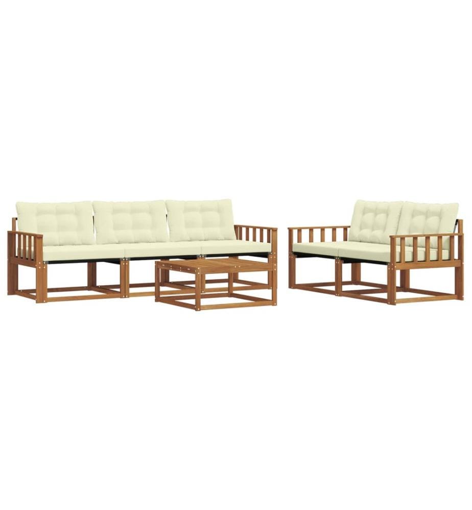 vidaXL Ensemble de canapés d'extérieur 6 pcs Naturel et Crème