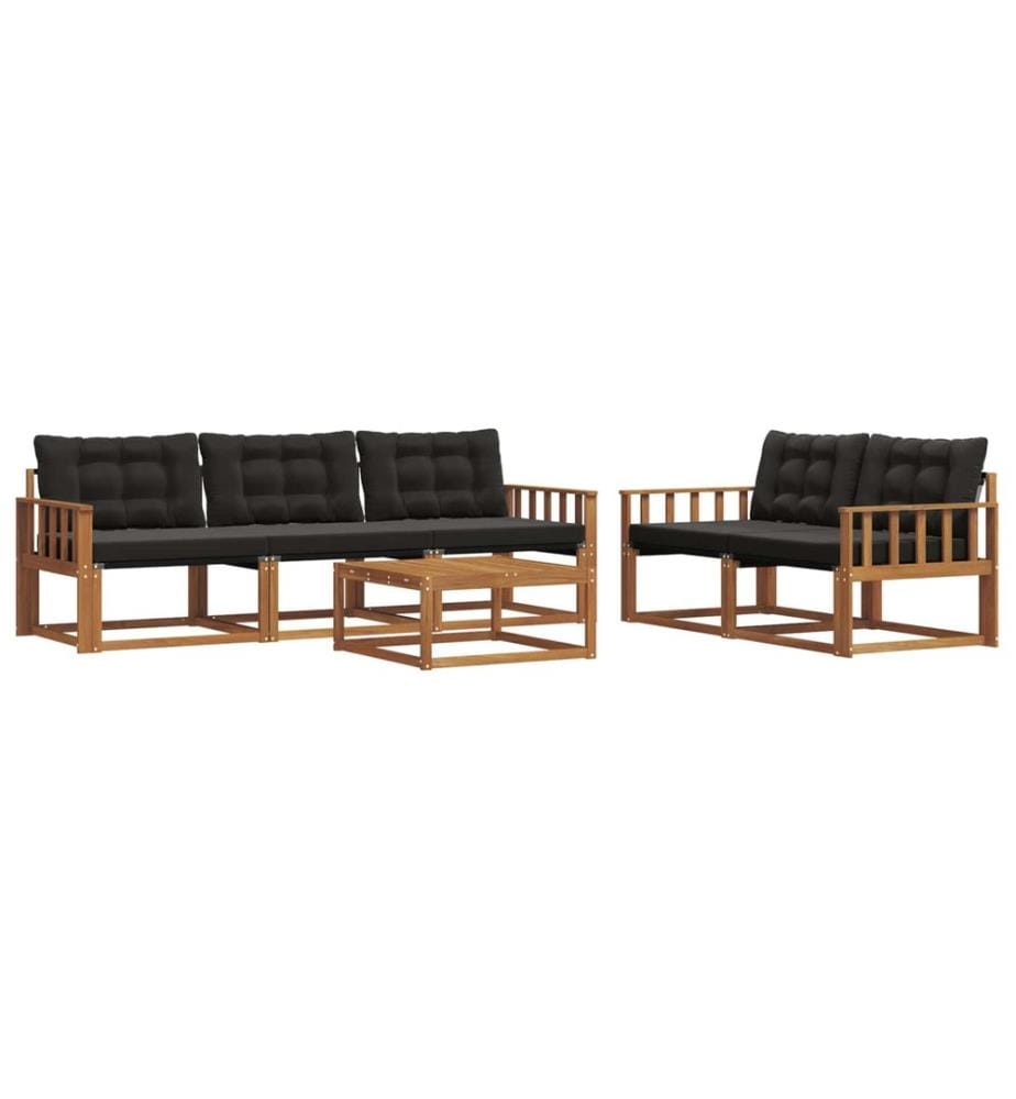 vidaXL Ensemble de canapés d'extérieur 6 pcs Naturel et Noir