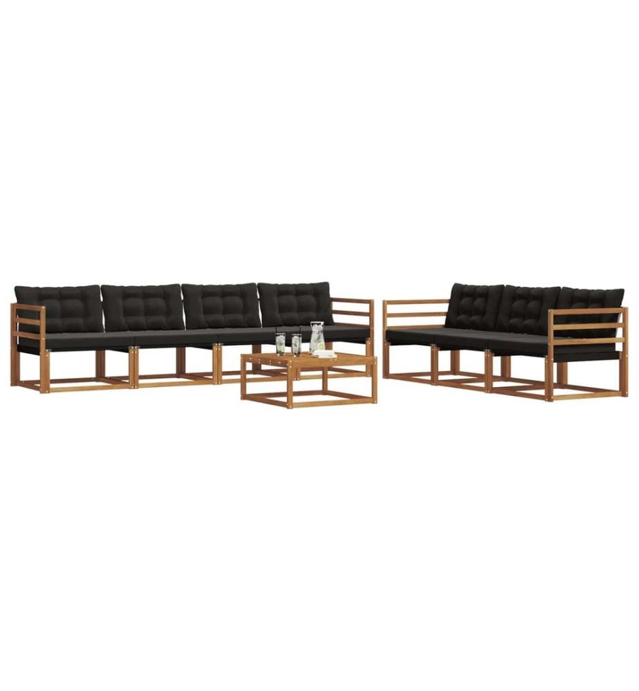 vidaXL Ensemble de canapés d'extérieur 8 pcs Naturel et Noir