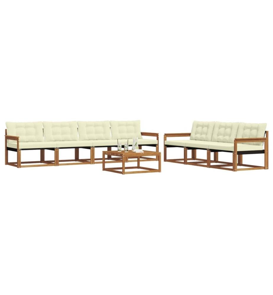 vidaXL Outdoor-Sofagarnitur mit Kissen 8 pcs Natur und Creme