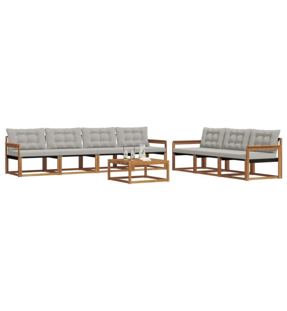 vidaXL Ensemble de canapés d'extérieur 8 pcs Gris Naturel et Clair