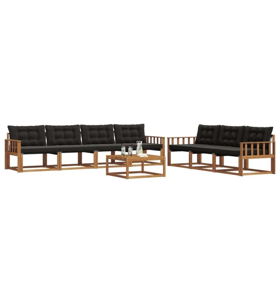 vidaXL Ensemble de canapés d'extérieur 8 pcs Naturel et Noir