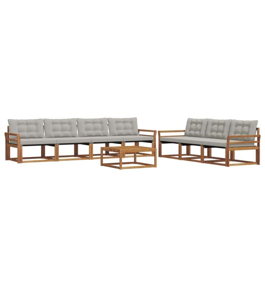 vidaXL Ensemble de canapés d'extérieur 8 pcs Gris Naturel et Clair