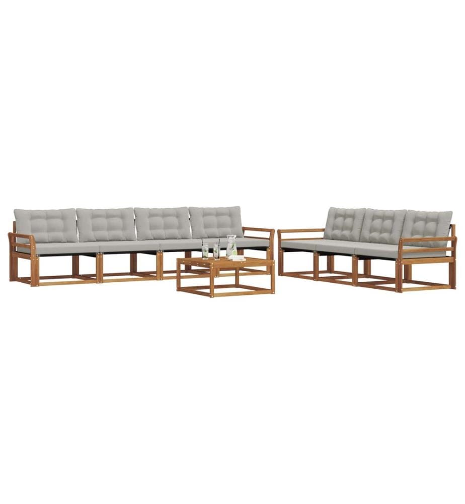 vidaXL Ensemble de canapés d'extérieur 8 pcs Gris Naturel et Clair