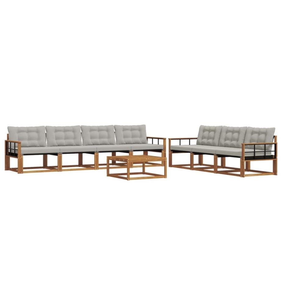 vidaXL Ensemble de canapés d'extérieur 8 pcs Gris Naturel et Clair