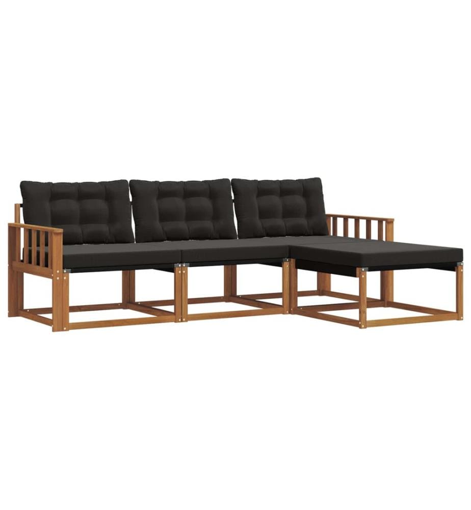 vidaXL Ensemble de canapés d'extérieur 4 pcs Naturel et Noir
