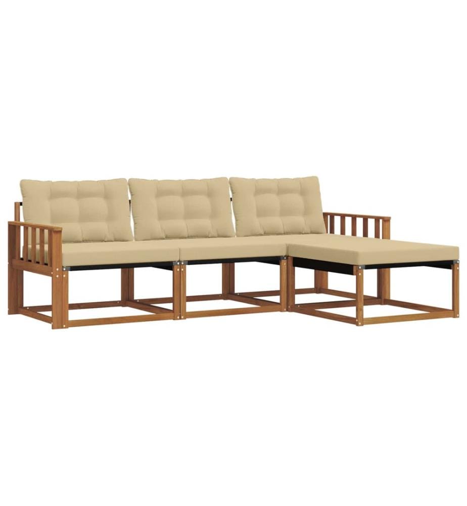 vidaXL Ensemble de canapés d'extérieur 4 pcs Naturel et Beige