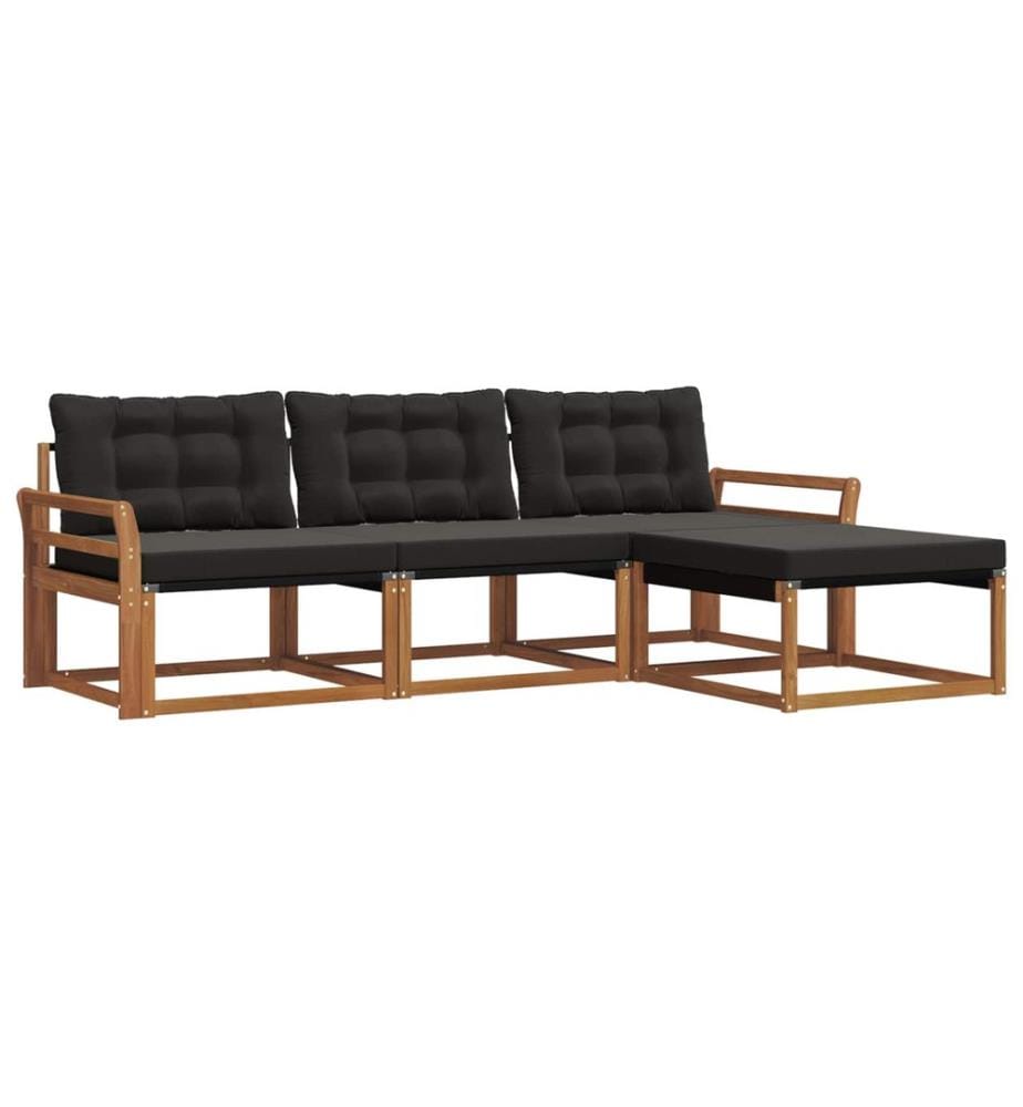 vidaXL Ensemble de canapés d'extérieur 4 pcs Naturel et Noir