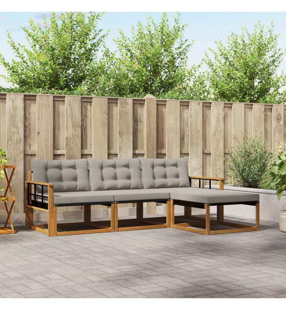 vidaXL Ensemble de canapés d'extérieur 4 pcs Gris Naturel et Clair
