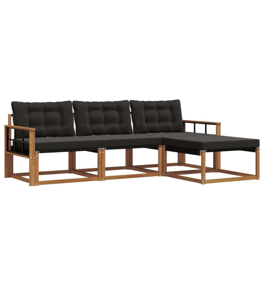 vidaXL Ensemble de canapés d'extérieur 4 pcs Naturel et Noir