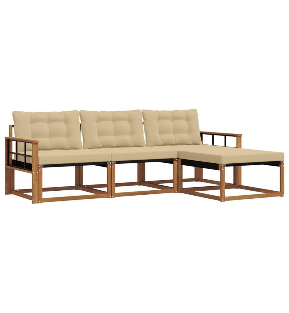 vidaXL Ensemble de canapés d'extérieur 4 pcs Naturel et Beige
