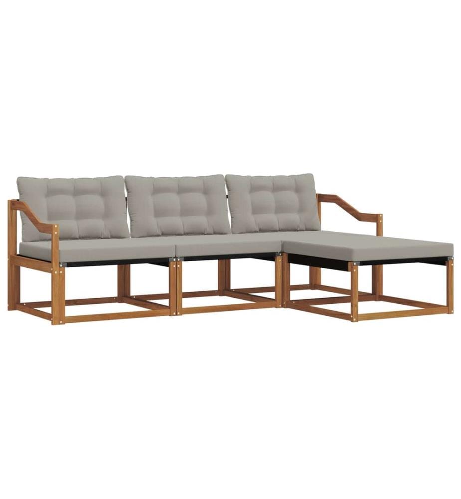 vidaXL Ensemble de canapés d'extérieur 4 pcs Gris Naturel et Clair