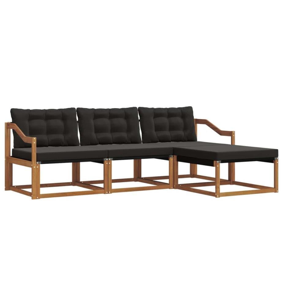 vidaXL Ensemble de canapés d'extérieur 4 pcs Naturel et Noir