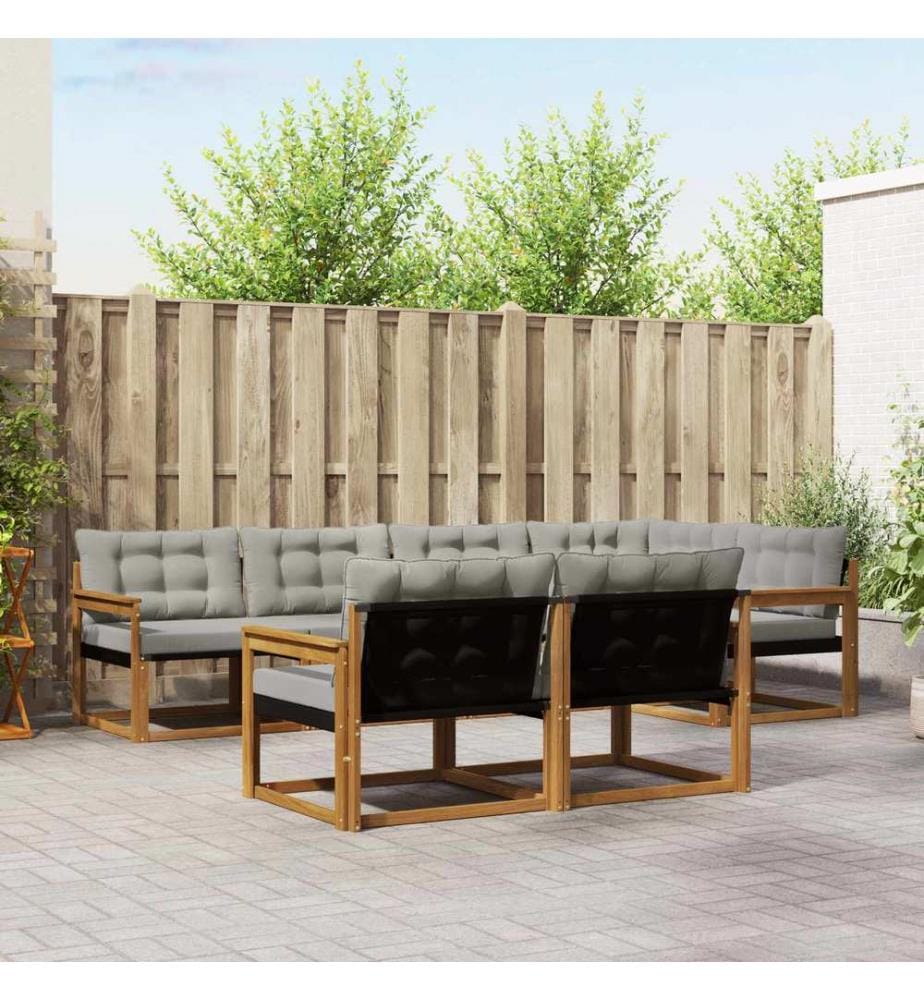 vidaXL Ensemble de canapés d'extérieur 7 pcs Gris Naturel et Clair