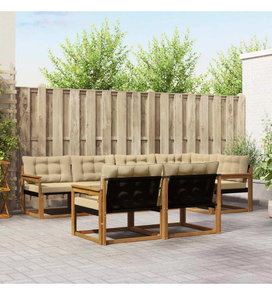 vidaXL Ensemble de canapés d'extérieur 7 pcs Naturel et Beige