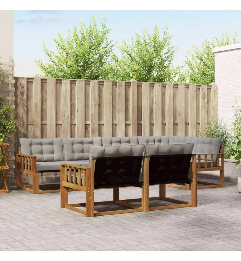 vidaXL Ensemble de canapés d'extérieur 7 pcs Gris Naturel et Clair