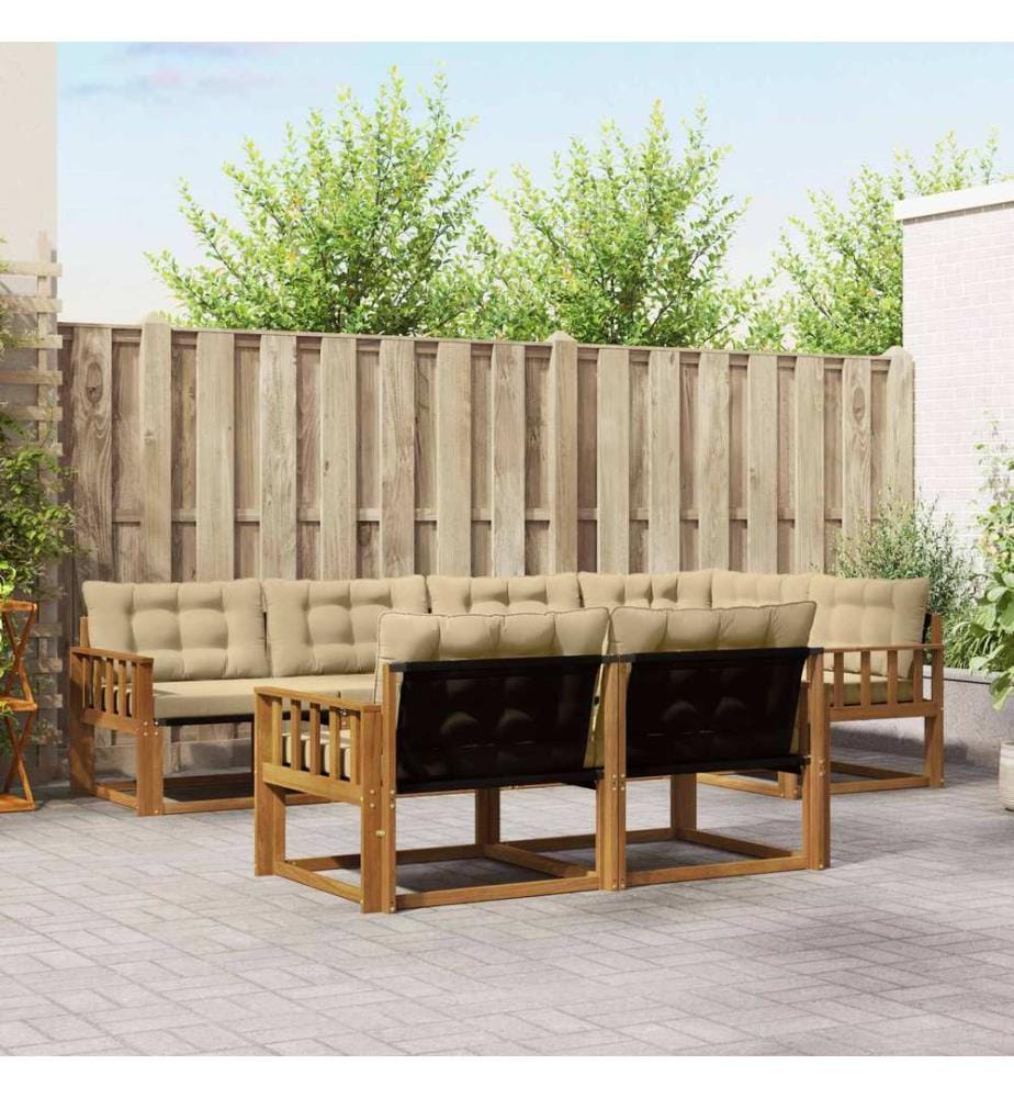 vidaXL Ensemble de canapés d'extérieur 7 pcs Naturel et Beige