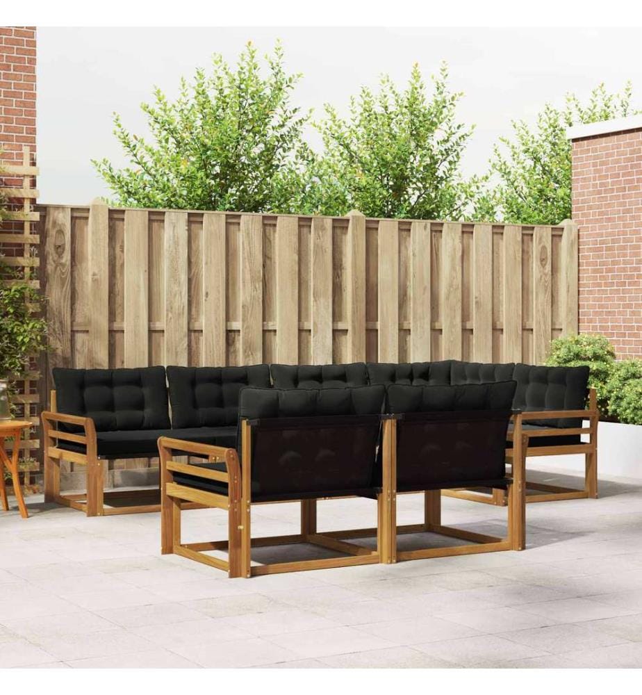 vidaXL Ensemble de canapés d'extérieur 7 pcs Naturel et Noir