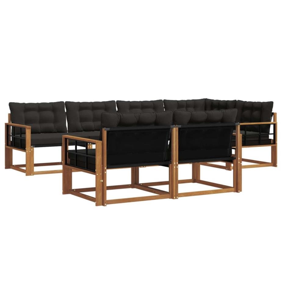 vidaXL Ensemble de canapés d'extérieur 7 pcs Naturel et Noir