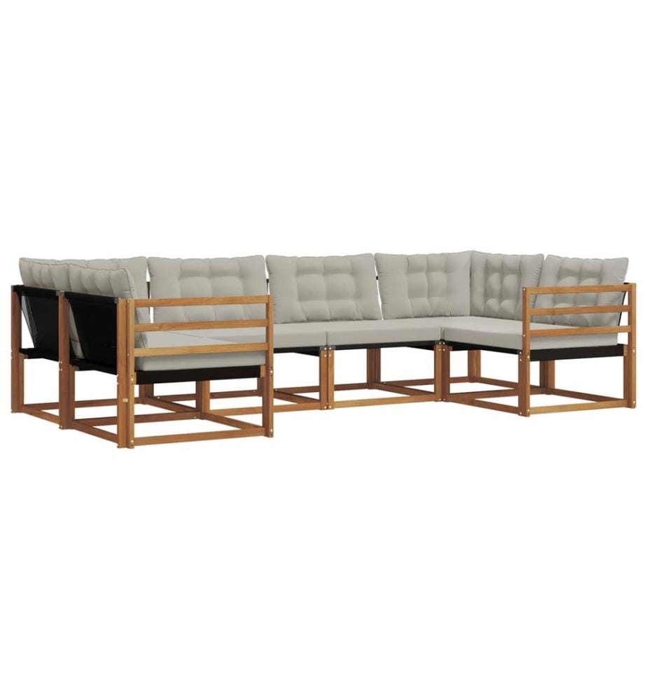 vidaXL Ensemble de canapés d'extérieur 6 pcs Gris Naturel et Clair