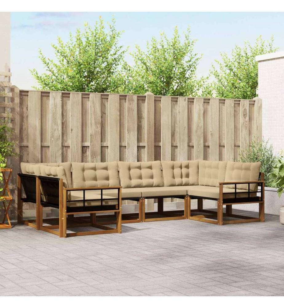 vidaXL Ensemble de canapés d'extérieur 6 pcs Naturel et Beige