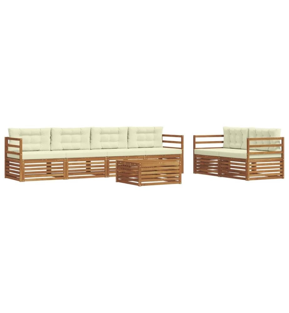 vidaXL Ensemble de canapés d'extérieur 7 pcs Naturel et Crème