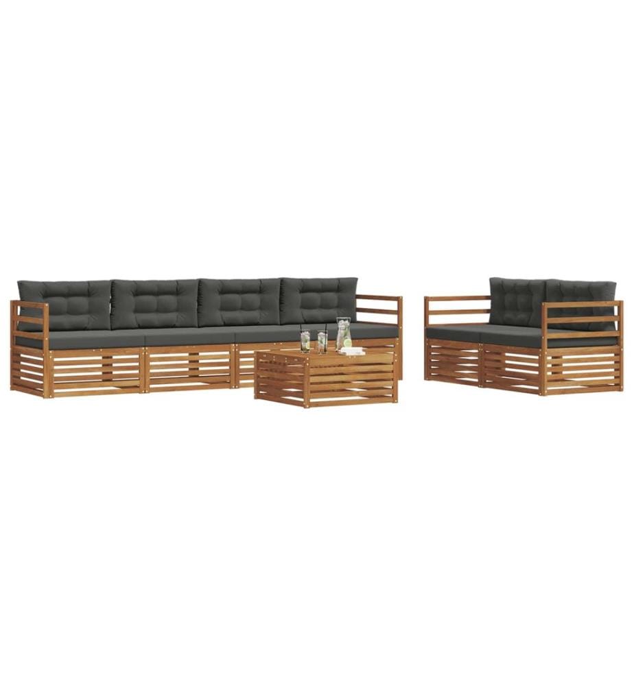 vidaXL Ensemble de canapés d'extérieur 7 pcs Naturel et Anthracite