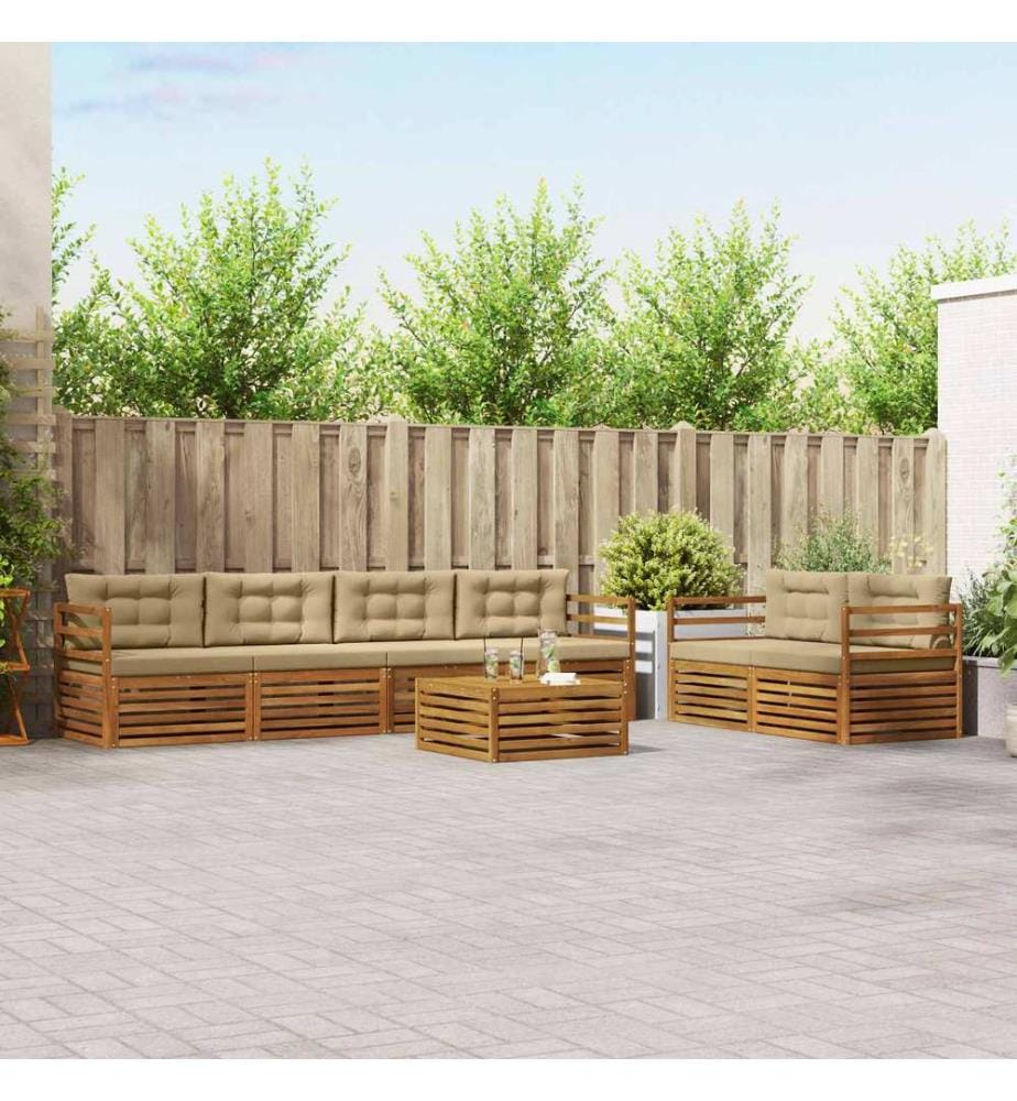 vidaXL Ensemble de canapés d'extérieur 7 pcs Naturel et Beige