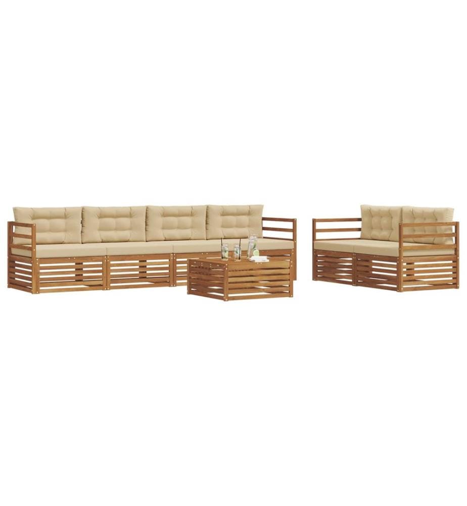 vidaXL Ensemble de canapés d'extérieur 7 pcs Naturel et Beige