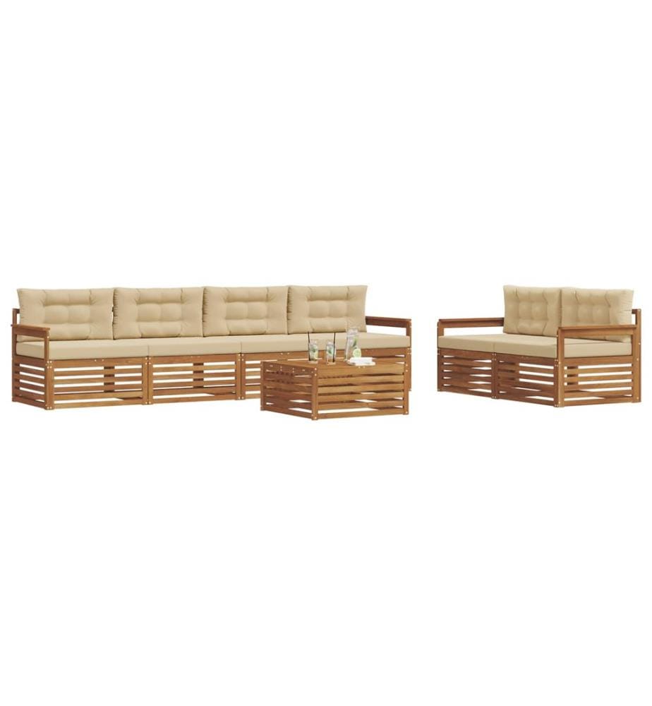 vidaXL Ensemble de canapés d'extérieur 7 pcs Naturel et Beige