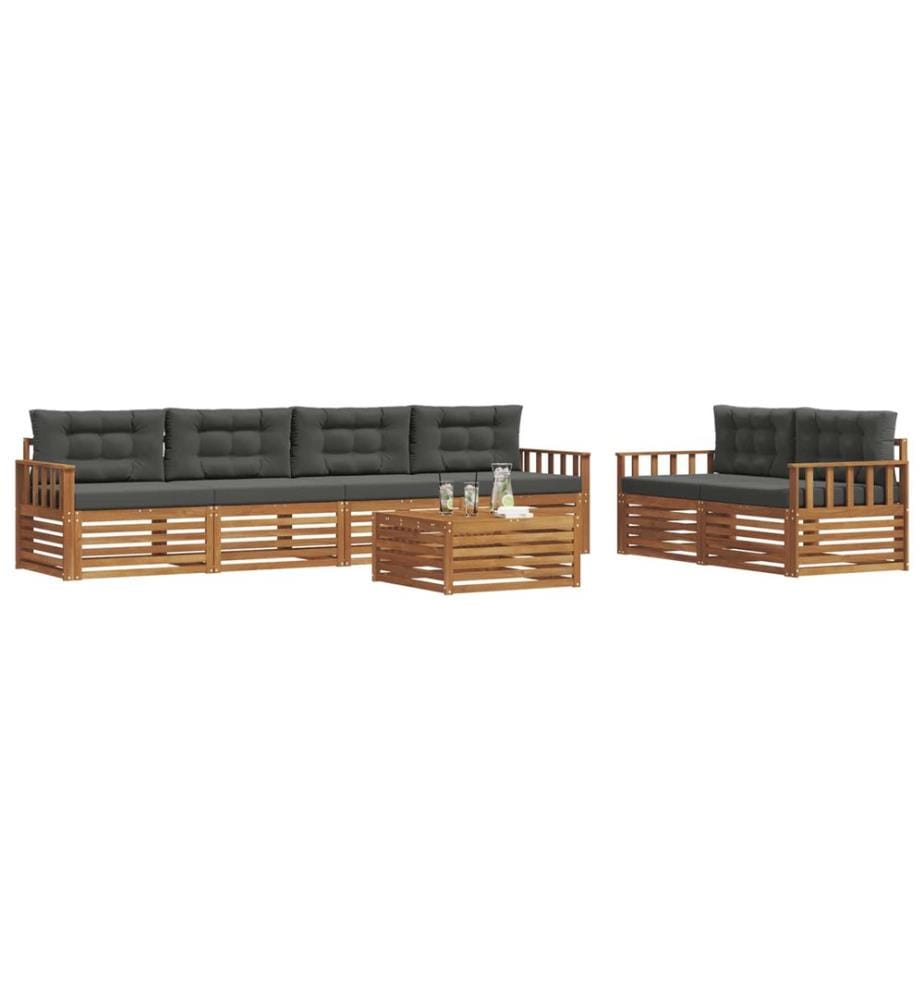 vidaXL Ensemble de canapés d'extérieur 7 pcs Naturel et Anthracite