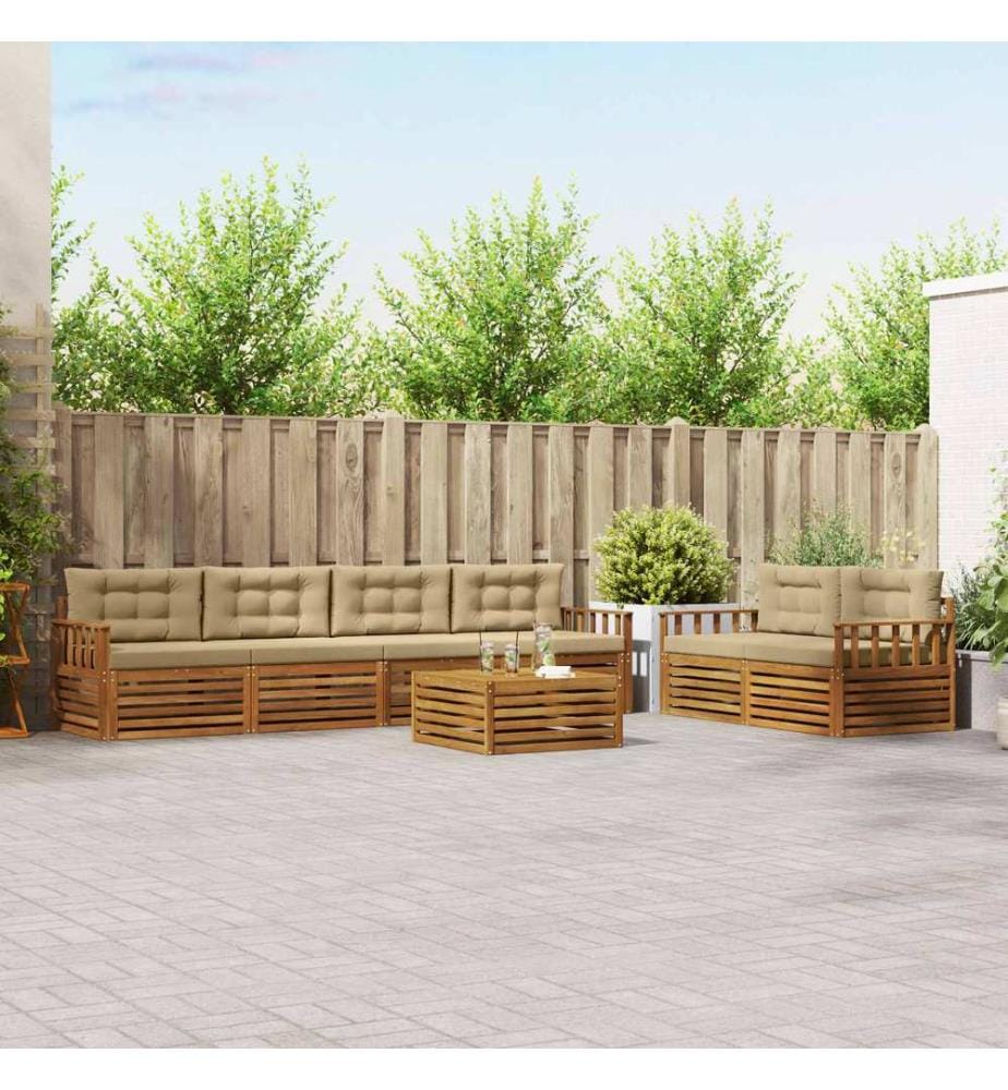vidaXL Ensemble de canapés d'extérieur 7 pcs Naturel et Beige